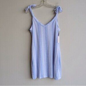NWT Laura Ashley blue striped sleeveless mini dress
